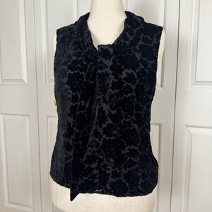 WD.NY Black Velvet Floral Sleeveless Blouse